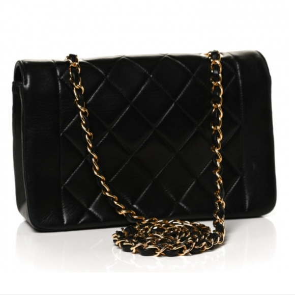 Chanel Diana Small Single Flap Black Lambskin Gold Chain Bag - Picture 2 of 15